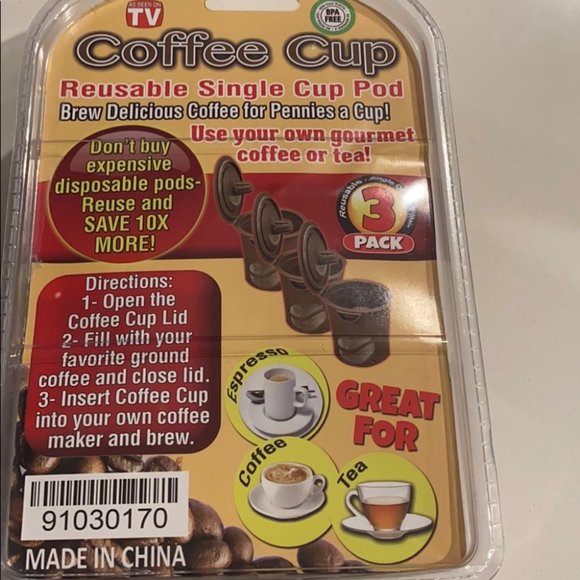 3 Pack Coffee Cup Reusable Single Cup Pod - Picture 6 of 6